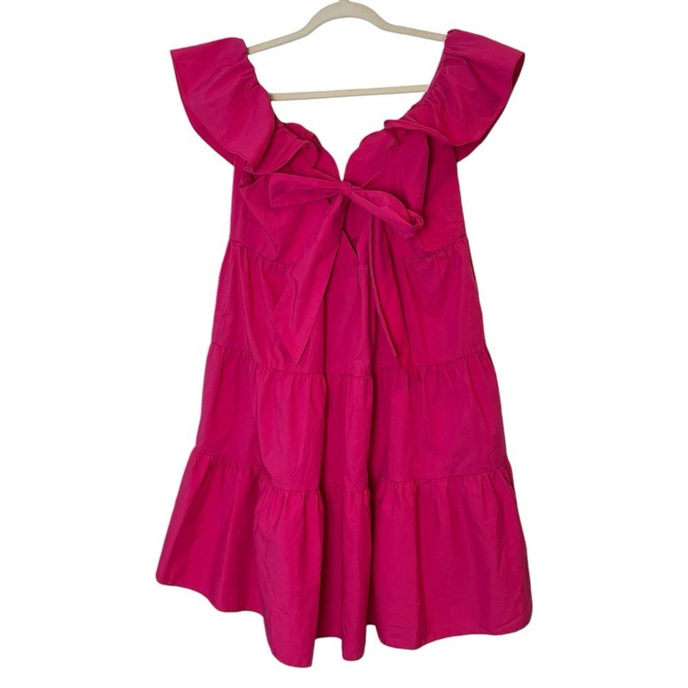 Saylor NYC Karalyn‎ Pink Mini Dress Ruffle Bow Back Size Large - Picture 8 of 12